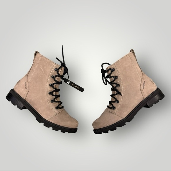 SOREL LENNOX LACE WATERPROOF BOOT IN TAUPE SZ 10 - Picture 2 of 14